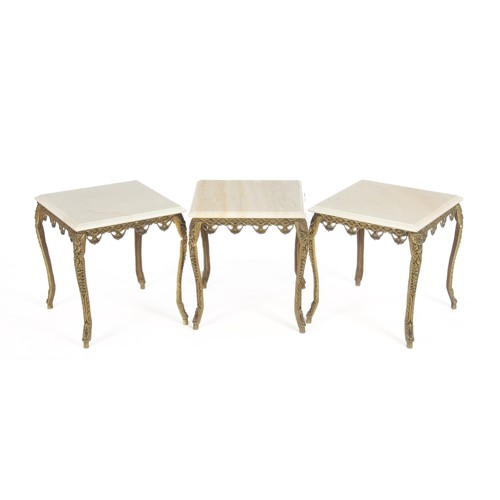 396 - A SET OF THREE MARBLE-TOPPED GILT-METAL OCCASIONAL TABLES