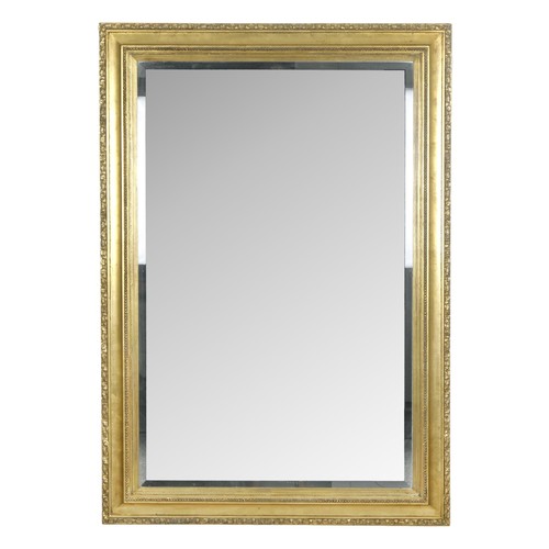 374 - A LARGE RECTANGULAR GILTWOOD WALL MIRROR