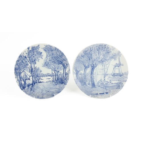 884 - TWO BLUE AND WHITE DELFT WALL PLATES