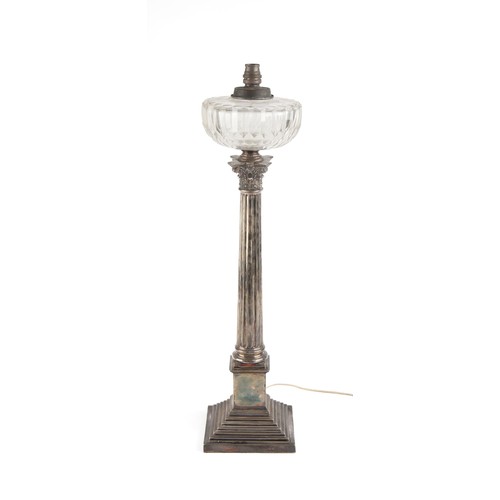 862 - AN ELECTROPLATE CORINTHIAN COLUMN TABLE LAMP