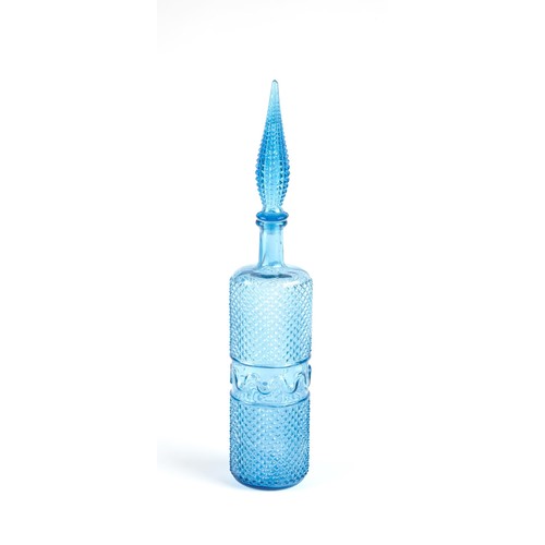 853 - A BLUE COLORED BOTTLE AND STOPPER