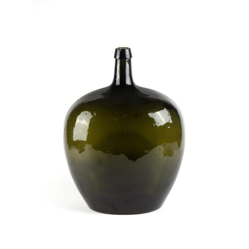 836 - A GREEN-COLORED HAND-BLOWN GLASS VASE