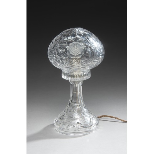 857 - A ROSE CUT CRYSTAL MUSHROOM TABLE LAMP