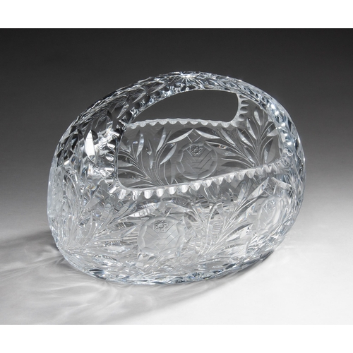 839 - A LARGE HEAVY-CUT LEAD CRYSTAL BASKET