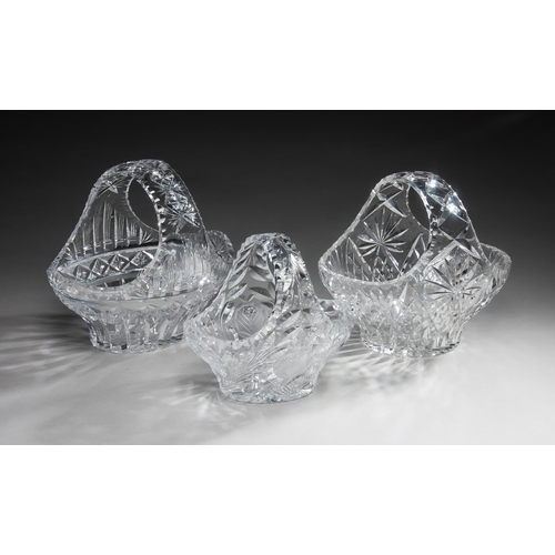 837 - A TRIO OF CRYSTAL BASKETS