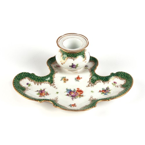 878 - A VICTORIAN DRESDEN PORCELAIN INK WELL