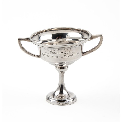 929 - A GEORGE V SILVER TROPHY CUP, MAKER AND DATE MARKS RUBBED, IMPRESSED ST. SILVER