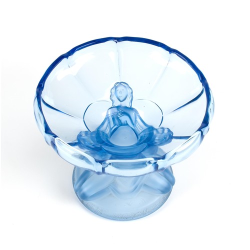 850 - AN ART DECO-STYLE BLUE GLASS TAZZA