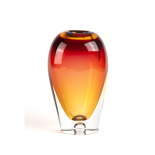 835 - A PINK AND AMBER KOSTA BODA VISION VASE