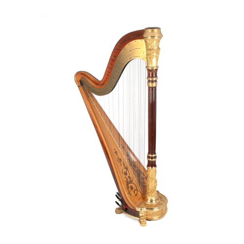 346 - A VENUS MAHOGANY AND GILTWOOD CONCERT GRAND HARP, W&W HARP MANUFACTURING CO, CHICAGO, ILLINOIS