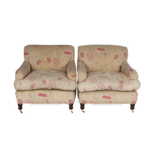 379 - A PAIR OF UPHOLSTERED EASY CHAIRS