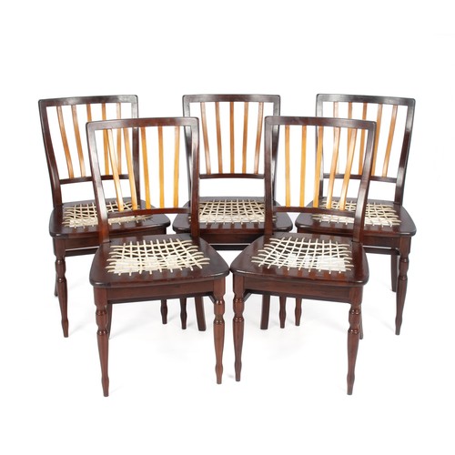 354 - A SET OF EIGHT CAPE STINKWOOD AND YELLOWWOOD DINING CHAIRS, 20TH CENTURY