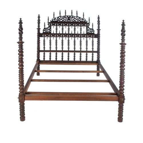 351 - A FAR-EASTERN HARDWOOD FOUR-POSTER BED