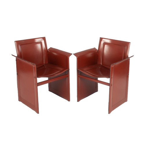 A SET OF TEN TAN-LEATHER ARBEN ARM CHAIRS