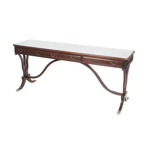 372 - A MAHOGANY MARBLE-TOPPED SERVING TABLE