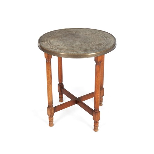 392 - A BRASS-TOPPED OCCASIONAL TABLE