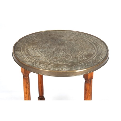 392 - A BRASS-TOPPED OCCASIONAL TABLE