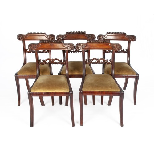 304 - A SET OF FIVE WILLIAM IV MAHOGANY DINING CHAIRS