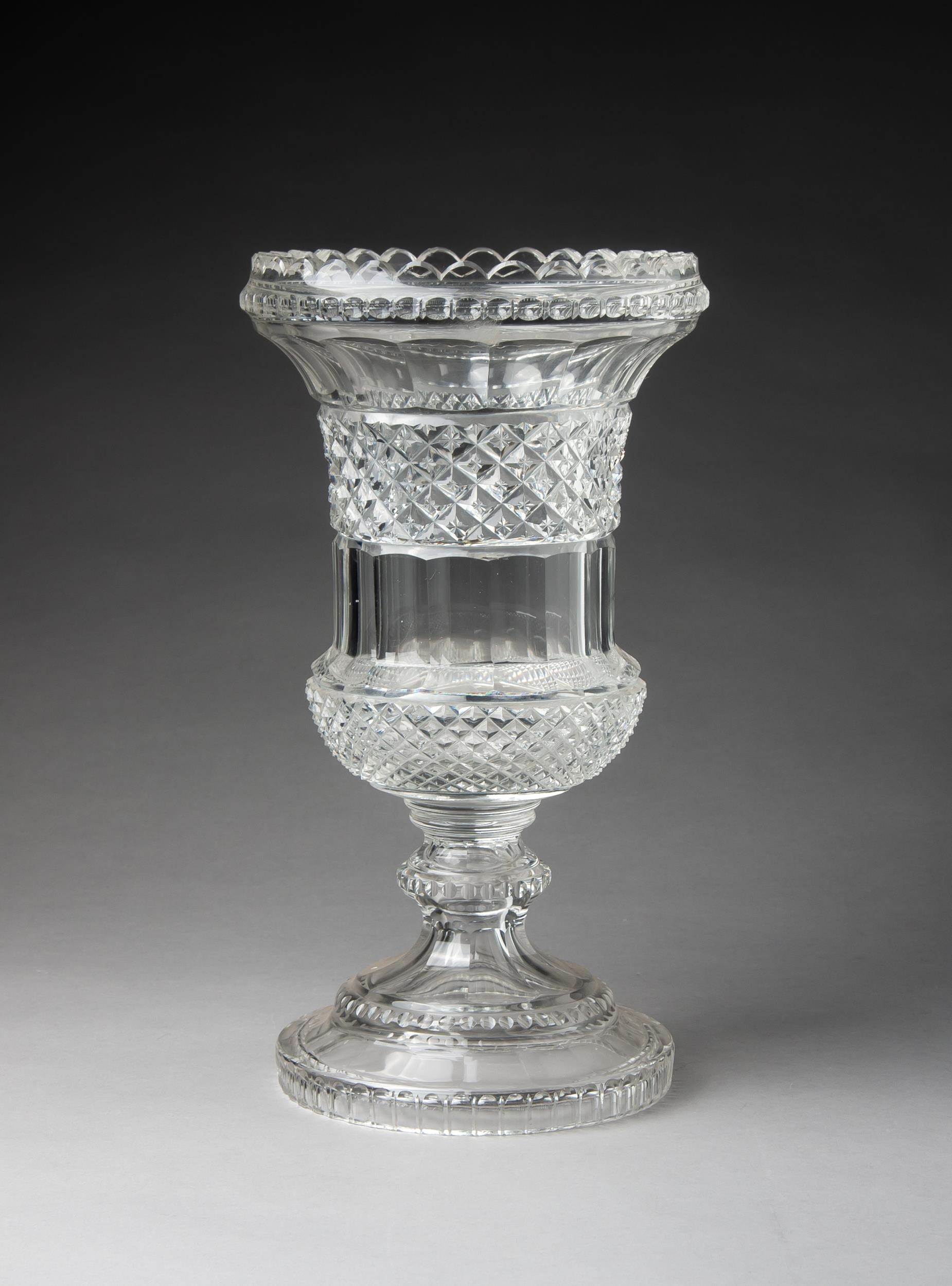 A LEAD CRYSTAL CELERY VASE