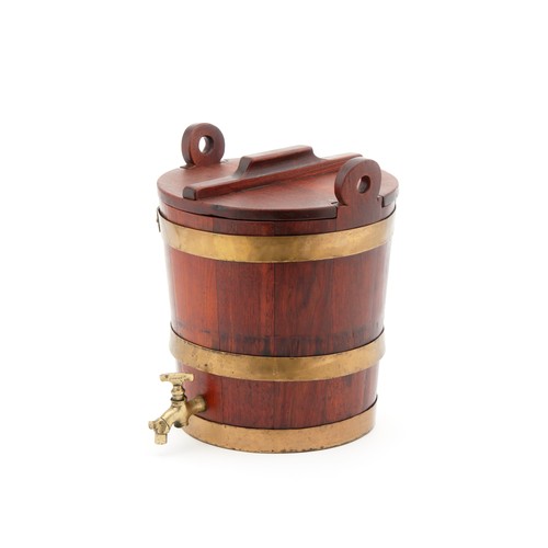 228 - A BRASS-BOUND OAK BEER BUCKET