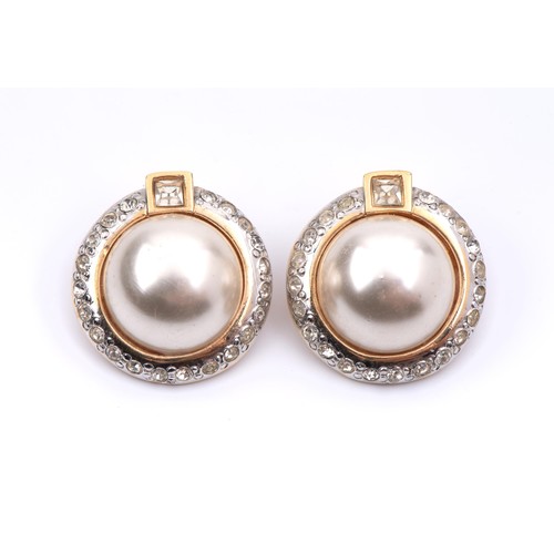 66 - A PAIR OF PEARL AND GEMSTONE EARRINGS