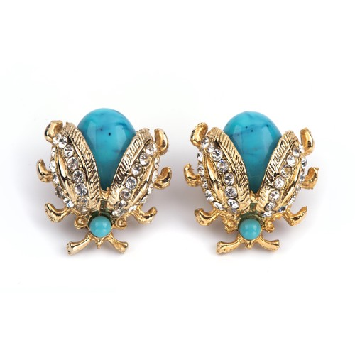 61 - A PAIR OF TURQUOISE EARRINGS