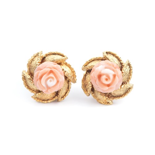 714 - A PAIR OF CORAL EARRINGS, CIRCA 1970