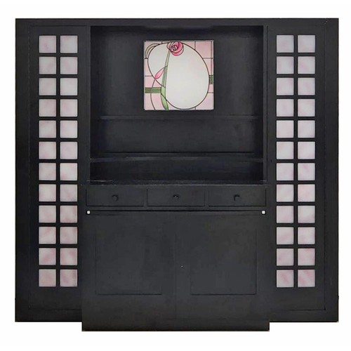 390 - A MAESTRI COLLECTION EBONISED ASH SIDEBOARD, DESIGNED BY CHARLES RENNIE MACKINTOSH, MANUFACTURED BY ... 