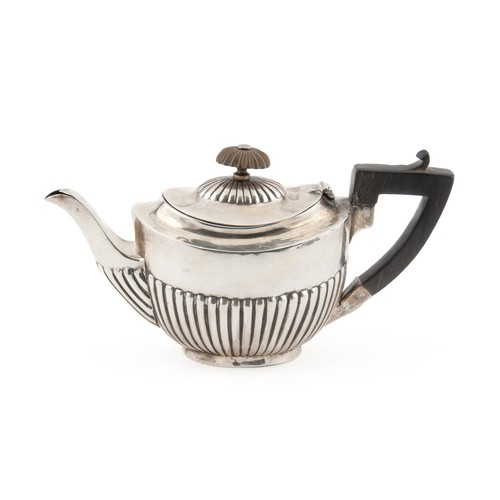 936 - A SILVER TEAPOT, MAKER AND DATE MARKS RUBBED