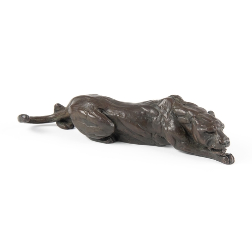 595 - Donald Greig (South African 1959 - ) LEOPARD CRAWLING MAQUETTE