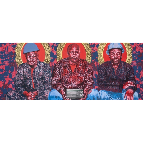 645 - Bambo Sibiya (South African 1986 - ) THREE SEATED MEN