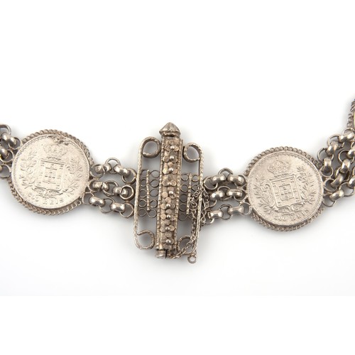 937 - A SILVER COIN BELT