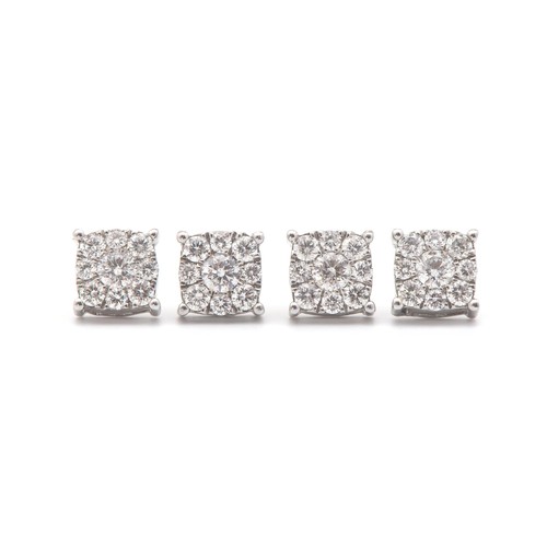 723 - TWO PAIRS OF DIAMOND STUDS, 1,20 CARATS