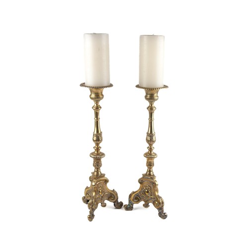 226 - A PAIR OF FRENCH ALTAR CANDLESTICKS