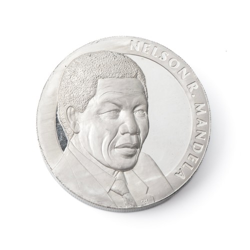 823 - A SILVER NELSON MANDELA MEDALLION