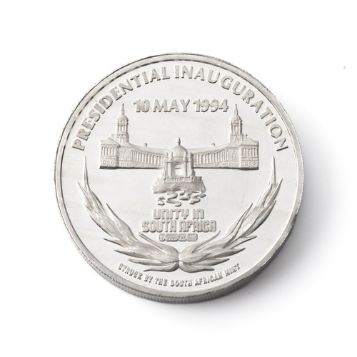 823 - A SILVER NELSON MANDELA MEDALLION