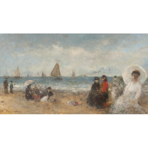 In the style of Henry Dagneau (French 19th Century) FIGURES AT THE BEACH