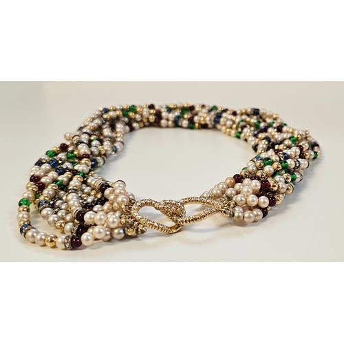 689 - A MULTI STRAND PEARL AND BEAD NECKLACE, CIRCA 1970