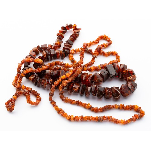TWO BALTIC AMBER BEAD NECKLACES