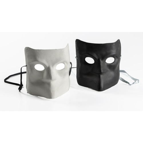 92 - A PAIR OF VENETIAN BAUTA BLACK AND WHITE MASKS