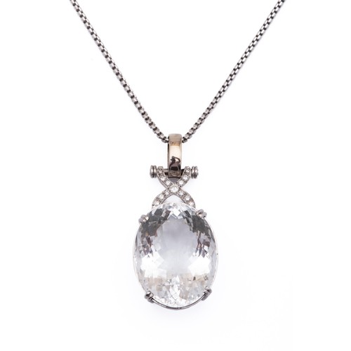 901 - AN EGL CERTIFIED 51.35 CARAT BERYL AND DIAMOND PENDANT