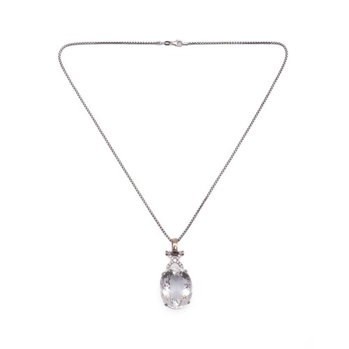 901 - AN EGL CERTIFIED 51.35 CARAT BERYL AND DIAMOND PENDANT