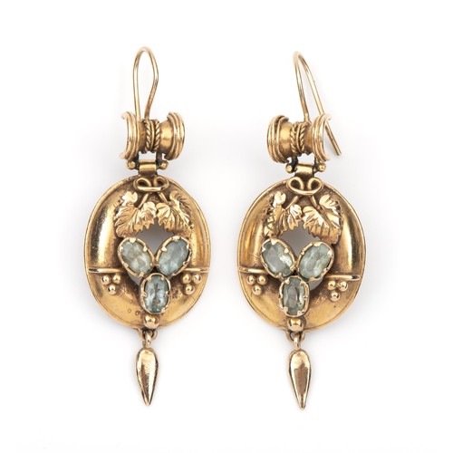 1300 - A PAIR OF GEMSET EARRINGS