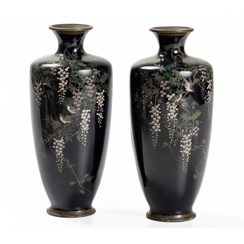 721 - A PAIR OF JAPANESE CLOISONNE VASES