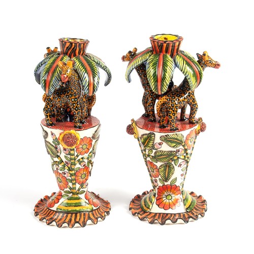 769 - A PAIR OF ARDMORE CERAMIC CANDLESTICKS, 2005