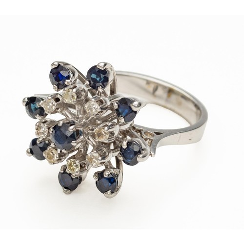 1029 - A SAPPHIRE AND DIAMOND DRESS RING