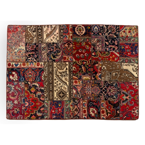 208 - A PATCHWORK RUG&nbsp;210 by 150cm