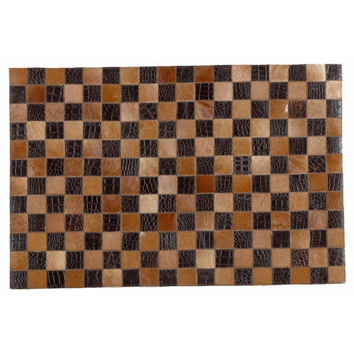 43 - AN INDO LEATHER RUG  90 by 60cm