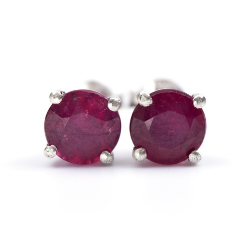 1246 - A PAIR OF RUBY STUD EARRINGS, 2.51 CARATS