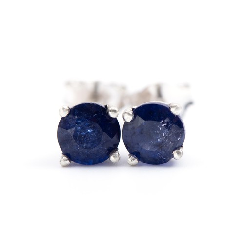 1255 - A PAIR OF SAPPHIRE STUD EARRINGS, 1.76 CARATS